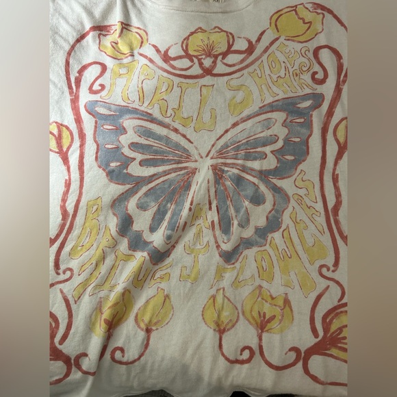 FREE PEOPLE WE THE FREE Spring Showers Tee T-Shirt XS Oversized - Picture 7 of 12